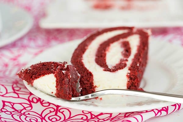 Red Velvet Roll Cake | browneyedbaker.com #recipe #ValentinesDay