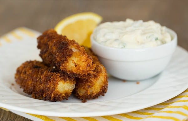 Homemade Fish Sticks with Homemade Tartar Sauce | browneyedbaker.com #recipe #Lent
