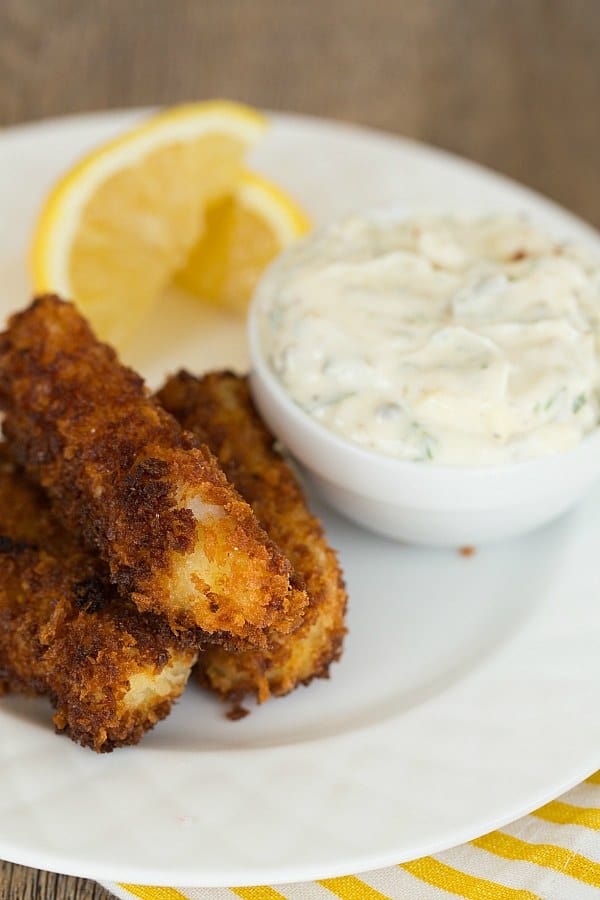 Homemade Fish Sticks with Homemade Tartar Sauce | browneyedbaker.com #recipe #Lent