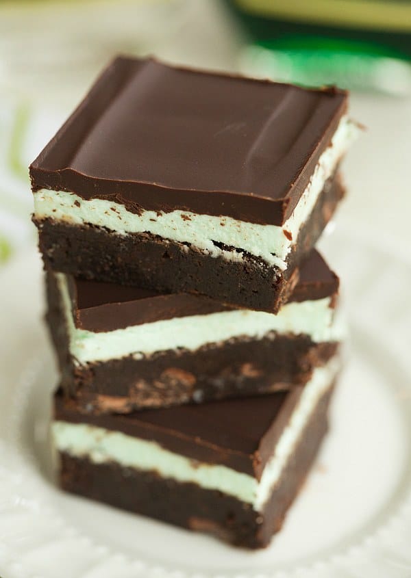 Grasshopper Brownies | browneyedbaker.com #recipe #StPatricksDay