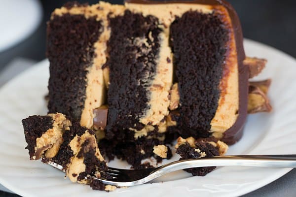 Peanut Butter Cup Overload Cake | browneyedbaker.com #recipe
