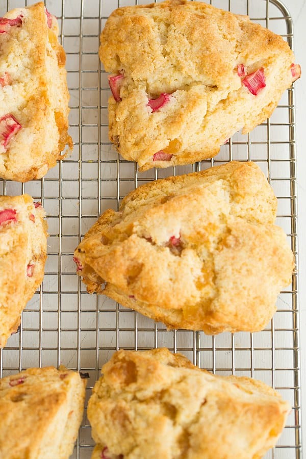 Vanilla Bean Rhubarb-Ginger Scones | browneyedbaker.com