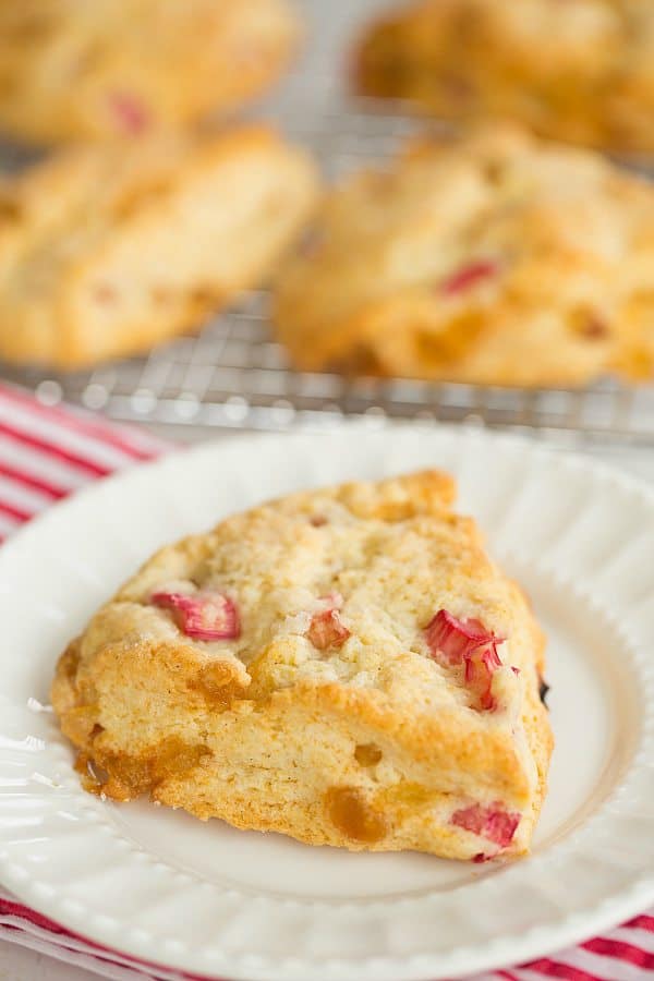 Vanilla Bean Rhubarb-Ginger Scones | browneyedbaker.com