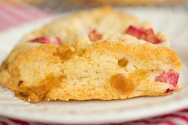 Vanilla Bean Rhubarb-Ginger Scones | browneyedbaker.com