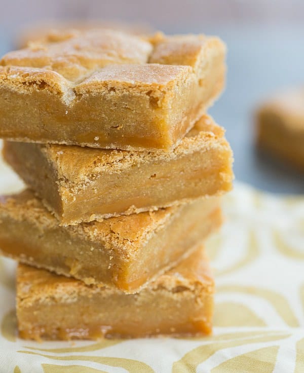 Salted Caramel Blondies | browneyedbaker.com #recipe