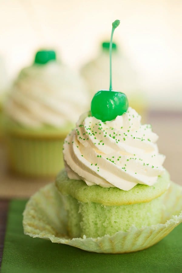 Shamrock Shake Cupcakes | browneyedbaker.com #recipe #StPatricksDay