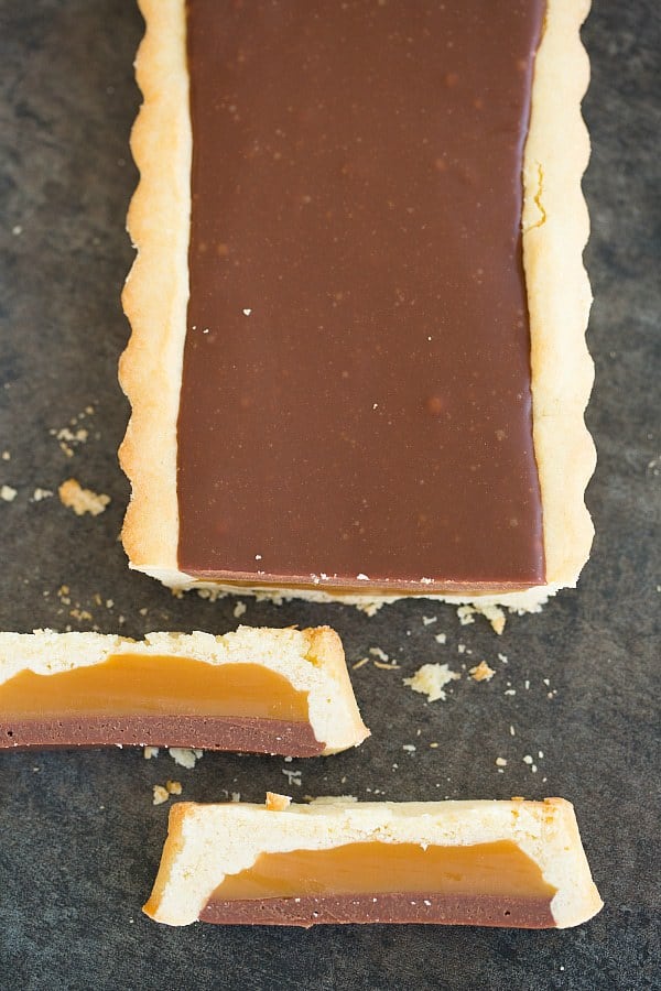 Twix Candy Bar Tart | browneyedbaker.com #recipe