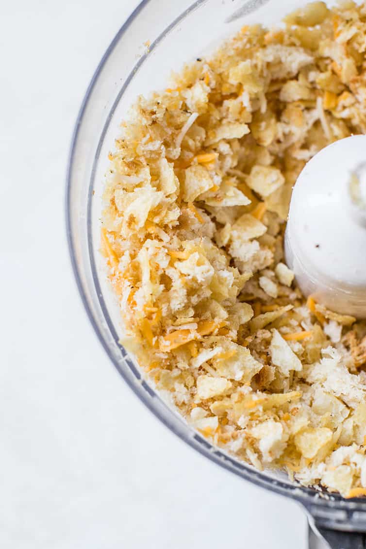 Topping for tuna noodle casserole in a food processor.