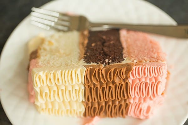 Neapolitan Cake | browneyedbaker.com #recipe