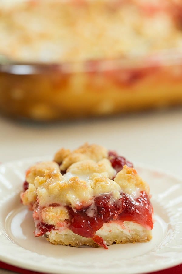 Cream Cheese Cherry Pie Crumb Bars | browneyedbaker.com #recipe