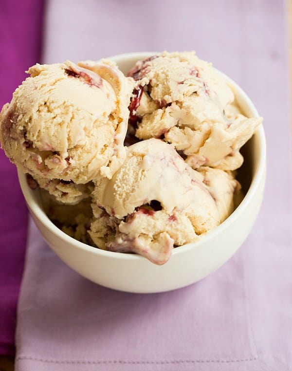 Peanut Butter & Jelly Ice Cream | browneyedbaker.com #recipe