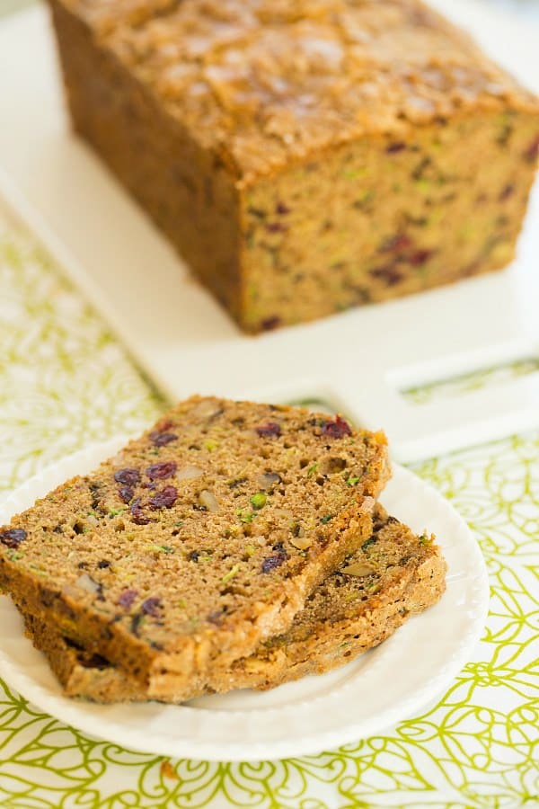 Spiced Zucchini Bread with Dried Cranberries and Walnuts | browneyedbaker.com #recipe