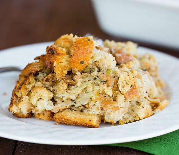 Traditional Bread Stuffing - A must-make for any Thanksgiving dinner! | browneyedbaker.com