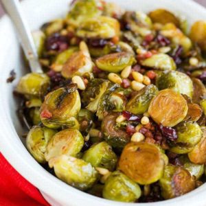 Brussels Sprouts with Pancetta, Cranberries & Pine Nuts - A perfect Thanksgiving side dish! | browneyedbaker.com