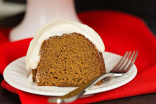 Gingerbread Bundt Cake with Cream Cheese Icing - A perfect holiday dessert! | browneyedbaker.com