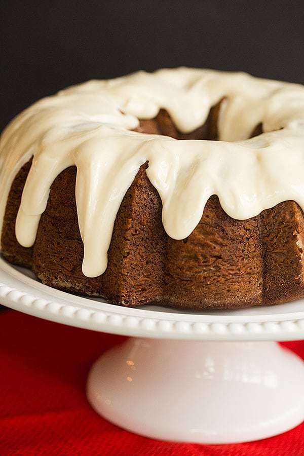 Gingerbread Bundt Cake with Cream Cheese Icing - A perfect holiday dessert! | browneyedbaker.com