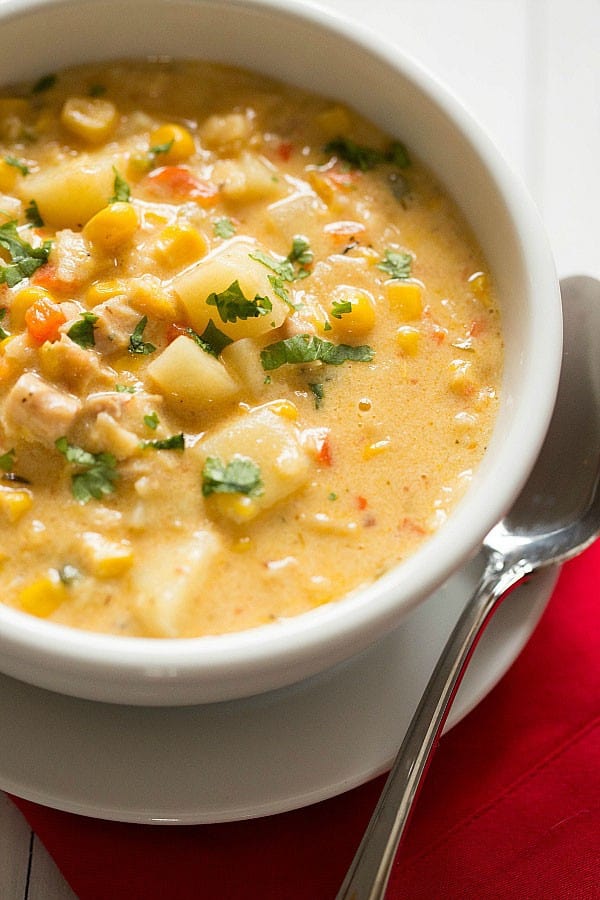 Chipotle Chicken & Corn Chowder | browneyedbaker.com