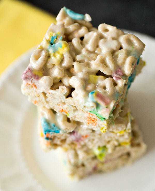 Lucky Charms Marshmallow Cereal Treats for St. Patrick's Day! | browneyedbaker.com