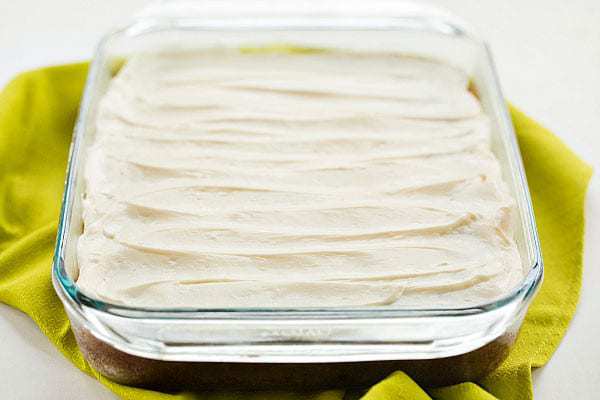 Oatmeal-Raisin Snack Cake with Cream Cheese Frosting | browneyedbaker.com