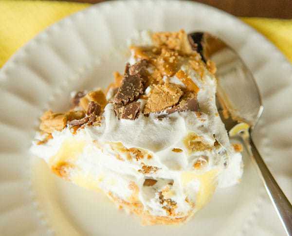 No-Bake Peanut Butter Lover's Icebox Cake - Nutter Butters, peanut butter cups, oh my! | browneyedbaker.com