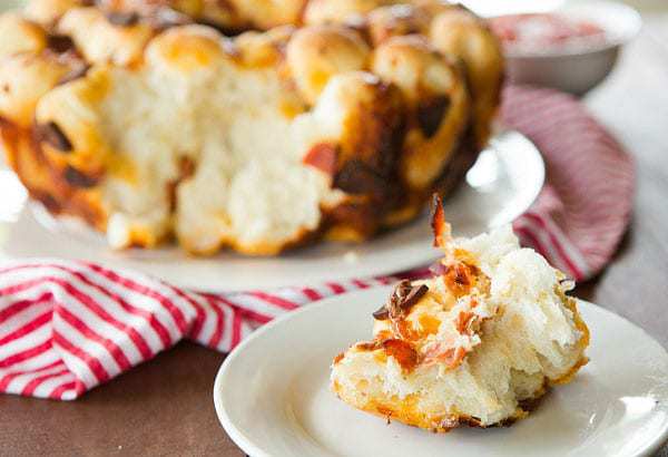 Pepperoni Pizza Monkey Bread with Dipping Sauce | browneyedbaker.com