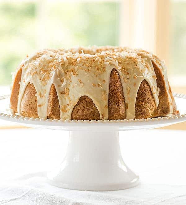 Coconut Bundt Cake with White Chocolate-Coconut Glaze | browneyedbaker.com