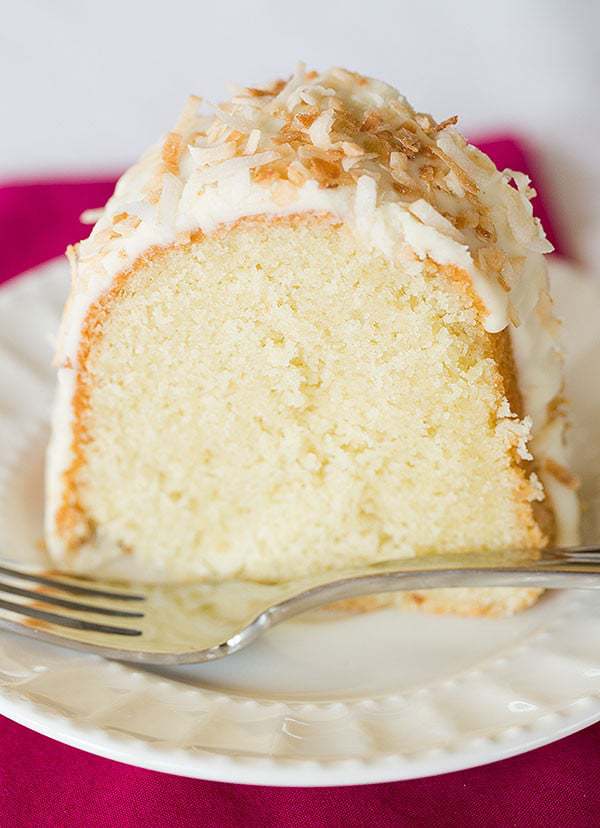 Coconut Bundt Cake with White Chocolate-Coconut Glaze | browneyedbaker.com