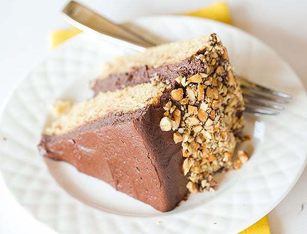 Peanut Butter Cake with Chocolate Frosting | browneyedbaker.com