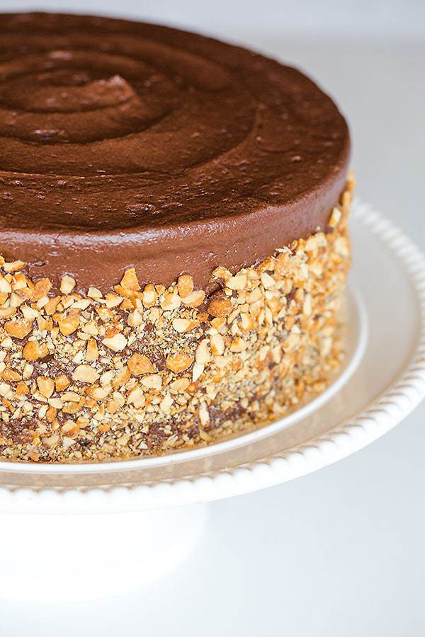 Peanut Butter Cake with Chocolate Frosting | browneyedbaker.com