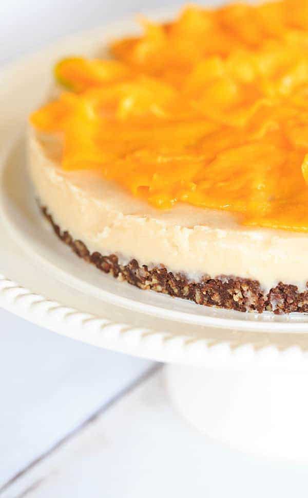 [PALEO] No-Bake Coconut-Mango Cheesecake | browneyedbaker.com