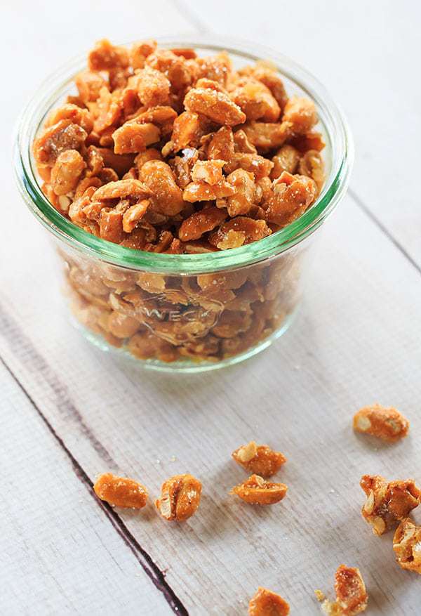 Spicy Honey Roasted Peanuts - An easy recipe for making homemade honey roasted peanuts with a little kick! | browneyedbaker.com