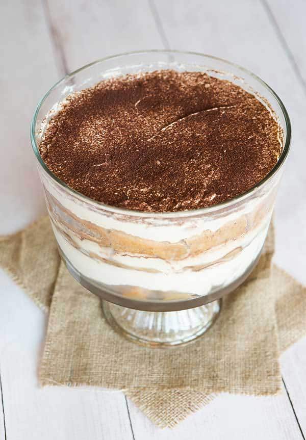 Easy Tiramisu Trifle - All the wonderful flavors of a classic tiramisu but without the fuss of making custard! | browneyedbaker.com