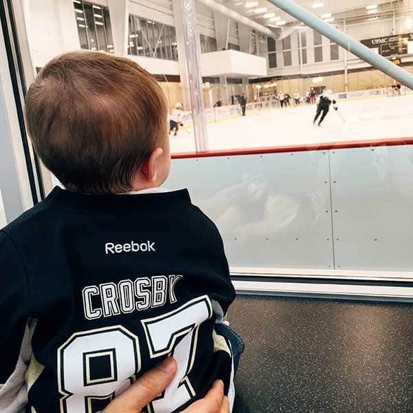 Joseph watching the Penguins practice | browneyedbaker.com