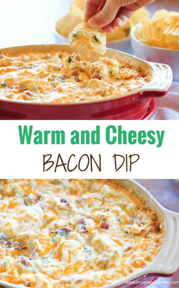 Warm and Cheesy Bacon Dip - A hot version of the popular Loaded Baked Potato Dip! | https://apex-male.info/warm-cheesy-bacon-dip/
