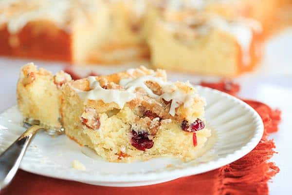 Overnight Cranberry-Eggnog Coffee Cake | browneyedbaker.com