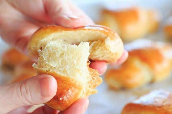 These homemade crescent rolls are flaky, buttery and easier than you'd think. They are the perfect accompaniment to any holiday meal! | https://apex-male.info/homemade-crescent-rolls/