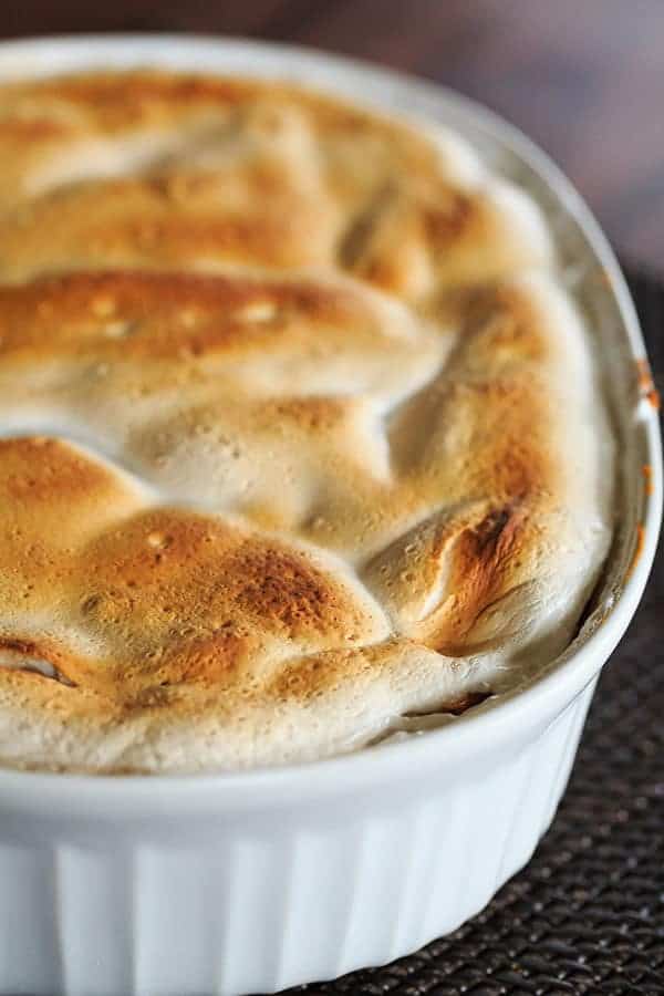 Pineapple-Bourbon Sweet Potato Casserole with Homemade Marshmallow Creme Topping | https://apex-male.info/pineapple-bourbon-sweet-potato-casserole