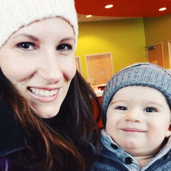 Joseph & I waiting for his 12-month checkup | browneyedbaker.com