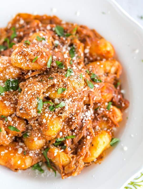Slow Cooker Gnocchi in a Creamy Pork Sauce - An easy dinner perfect for a crowd! | browneyedbaker.com