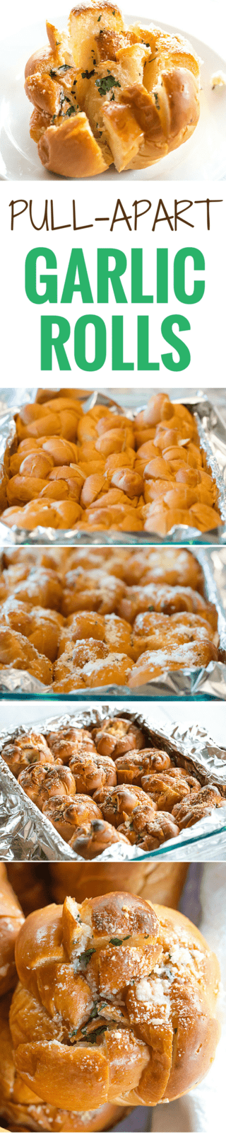 Easy Pull-Apart Garlic Rolls are quick, a perfect way to use up leftover dinner rolls, and are a fabulous alternative to traditional garlic bread.