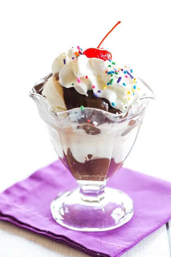 This easy hot fudge sauce only contains 4 ingredients and will be ready in less than 30 minutes!