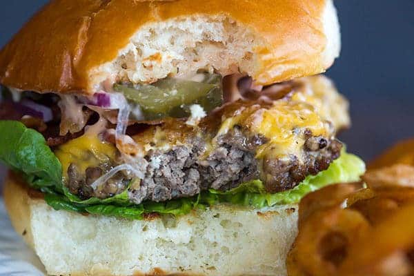 Cast Iron Skillet Cheeseburgers - They're tender, flavorful and never dry! You'll never want to make them on the grill again! 