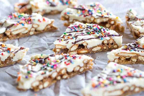 Pretzel Bark Candy - The epitome of sweet and salty. If you like saltine toffee, you'll LOVE this!