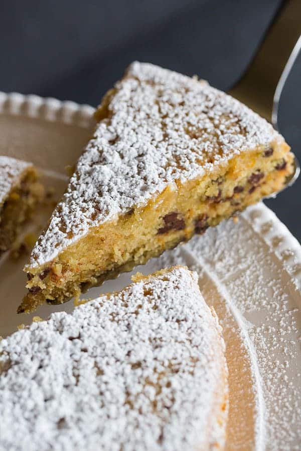 This Orange-Chocolate Chip Cake is a wonderfully moist buttermilk cake spiked with tons of orange flavor and loads of mini chocolate chips.