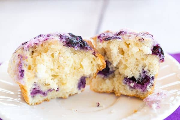 These blueberry muffins are loaded with fresh blueberries, have a fresh blueberry jam swirl throughout and are topped with sugar for a crunchy bite!