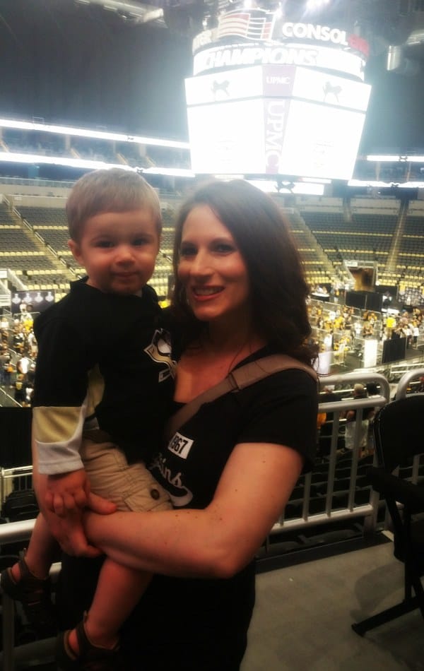 Waiting in line to get our picture taken with the Cup!