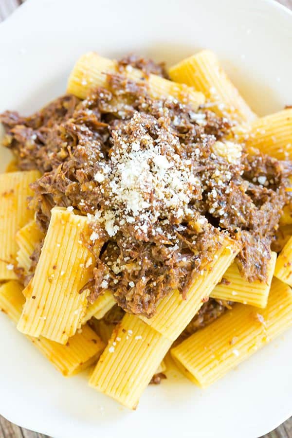 Pasta Genovese: This traditional Italian beef ragu is amped up with onions and made incredibly easy in a slow cooker. Perfect for Sunday dinner!