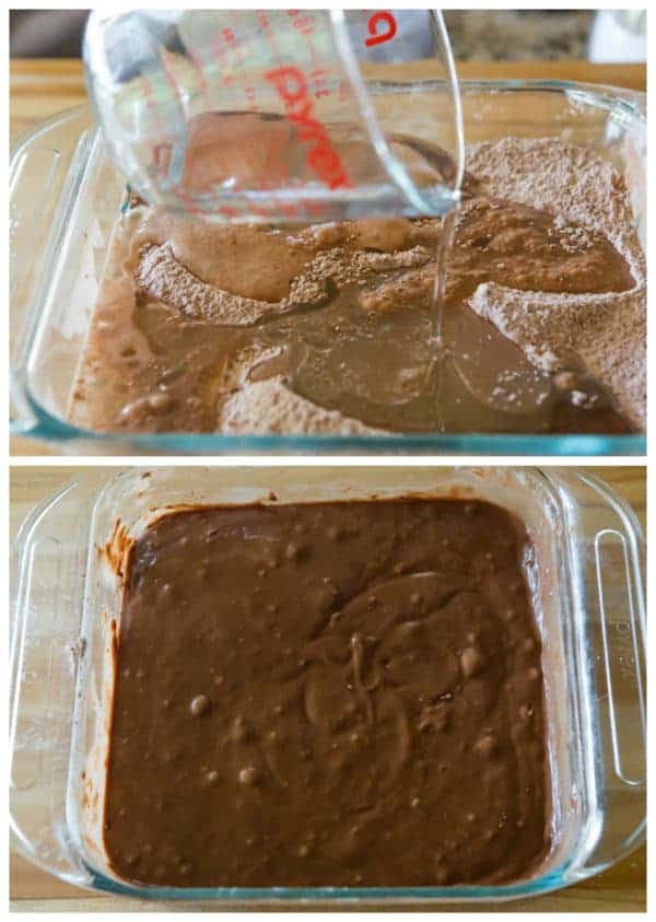 Wacky Cake! Chocolate cake with a simple vanilla frosting - the cake recipe, which uses no butter, eggs or milk, was popular during WWII when rationing was prevalent.