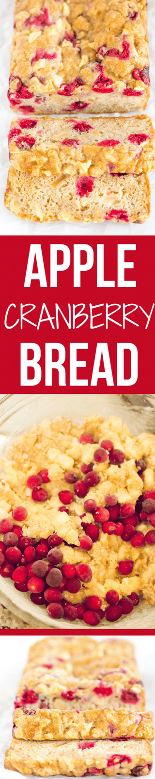 This apple cranberry bread is incredibly easy, packed with apples, has a little tartness from the cranberries, is super moist and a fall baking staple!