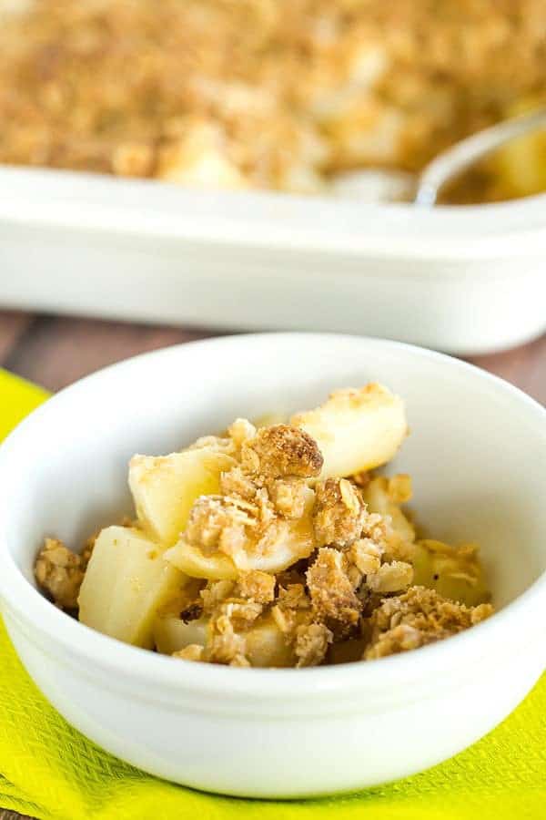 This pear crisp is the perfect fall dessert - incredibly quick and easy, not too sweet, and full of juicy, ripe pears. Add it to your fall baking list now!